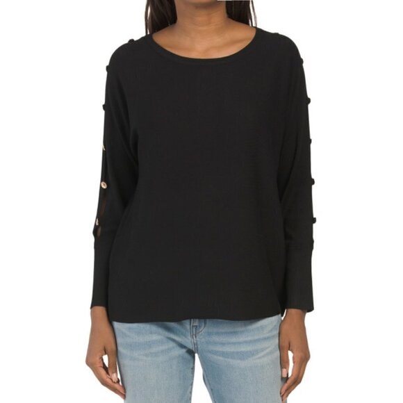 NWT CABLE & GAUGE Cut out Detail Dolman Sleeve Lightweight Knit Pullover Sweater - Picture 1 of 4